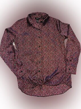 Japna Women's Ditsy Floral-Print Button Front Blouse in Red Mix